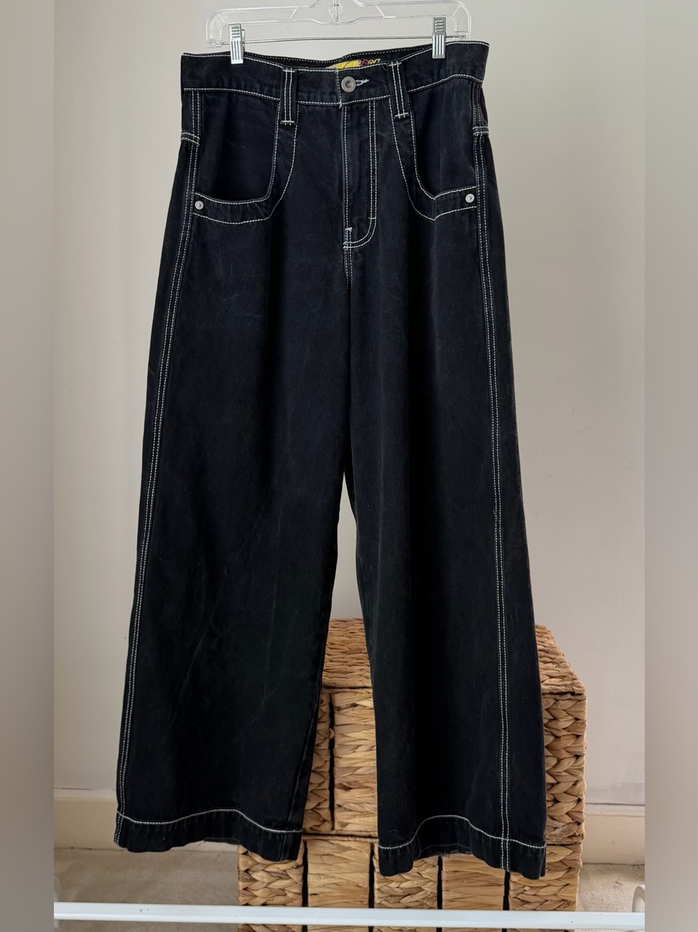 JNCO Twin Cannon 101 Classics 26 Barrel Caliber Jet Black Jeans Size 32 x 32